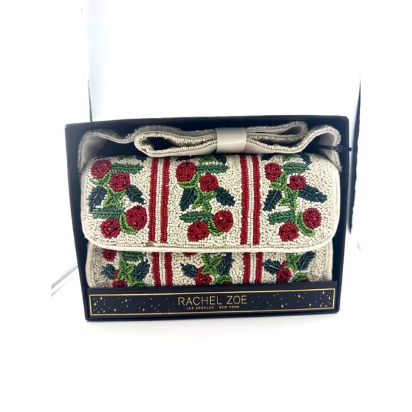 Rachel Zoe Handbags - Rachel Zoe Beaded Shoulder Bag Cherry Floral Clutch Holiday NIB Gift Box